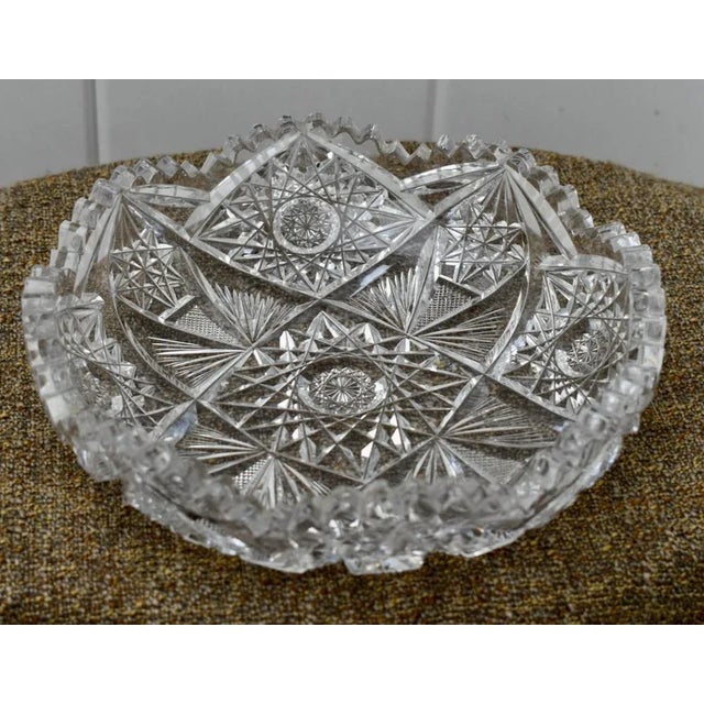 Vintage Heavy Billant Cut Glass Round Bowl For Sale - Image 11 of 12