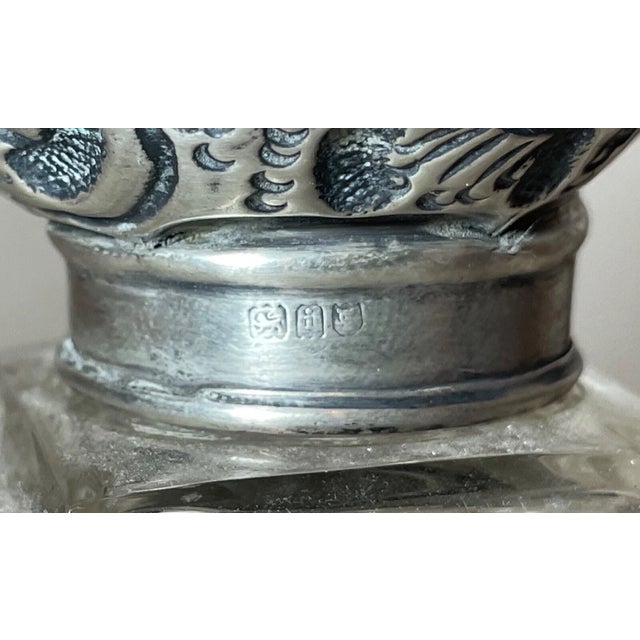 Antique 1800's Ornate Sterling Silver Cut Crystal Scent Cologne Perfume Bottle For Sale - Image 4 of 14