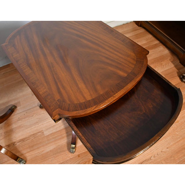 1910s Pair of Antique English Regency Mahogany Banded Walnut Side Tables End Tables For Sale - Image 18 of 18