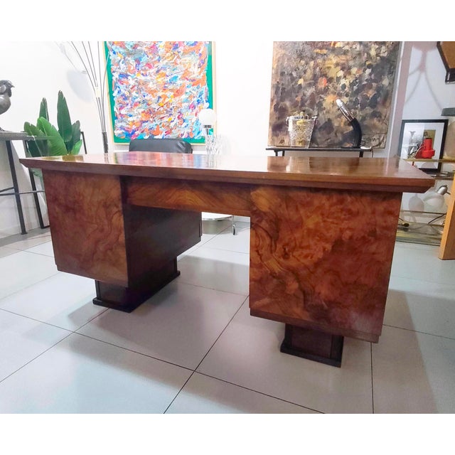 Vintage Burl Walnut Desk, 1930s For Sale - Image 17 of 17
