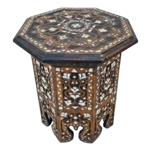 Moroccan Octagonal Mother-Of-Pearl Wooden Side Table