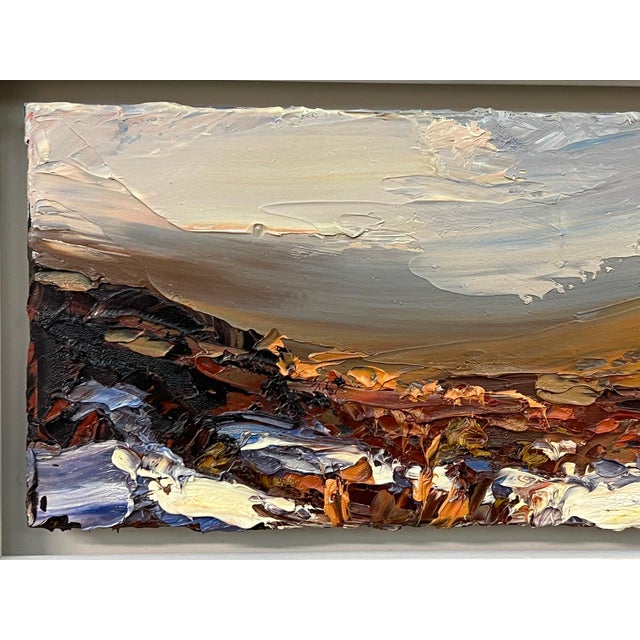 Impasto Oil Painting of Melting Snow on English Moor Landscape by British Artist 2013 For Sale - Image 10 of 14