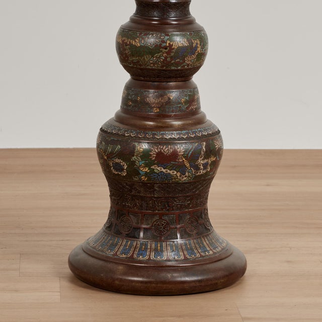 Metal Antique Bronze Champleve Floor Lamp For Sale - Image 7 of 9