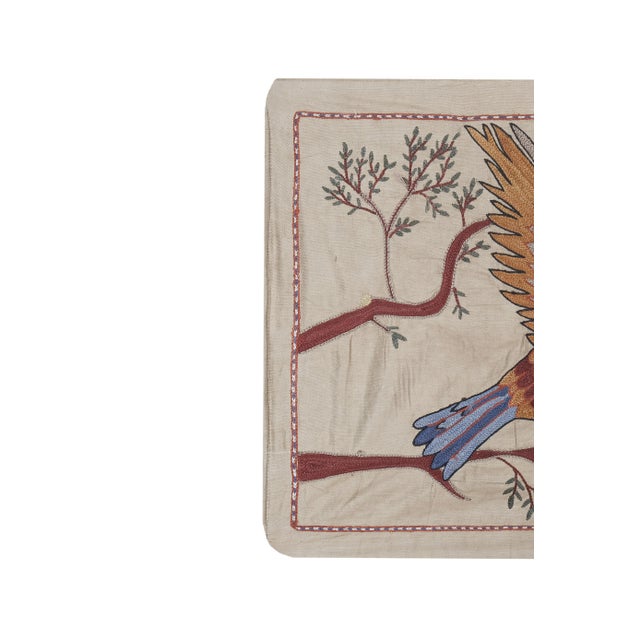 Silk Suzani Hawk Tapestry on the Branch For Sale - Image 4 of 12