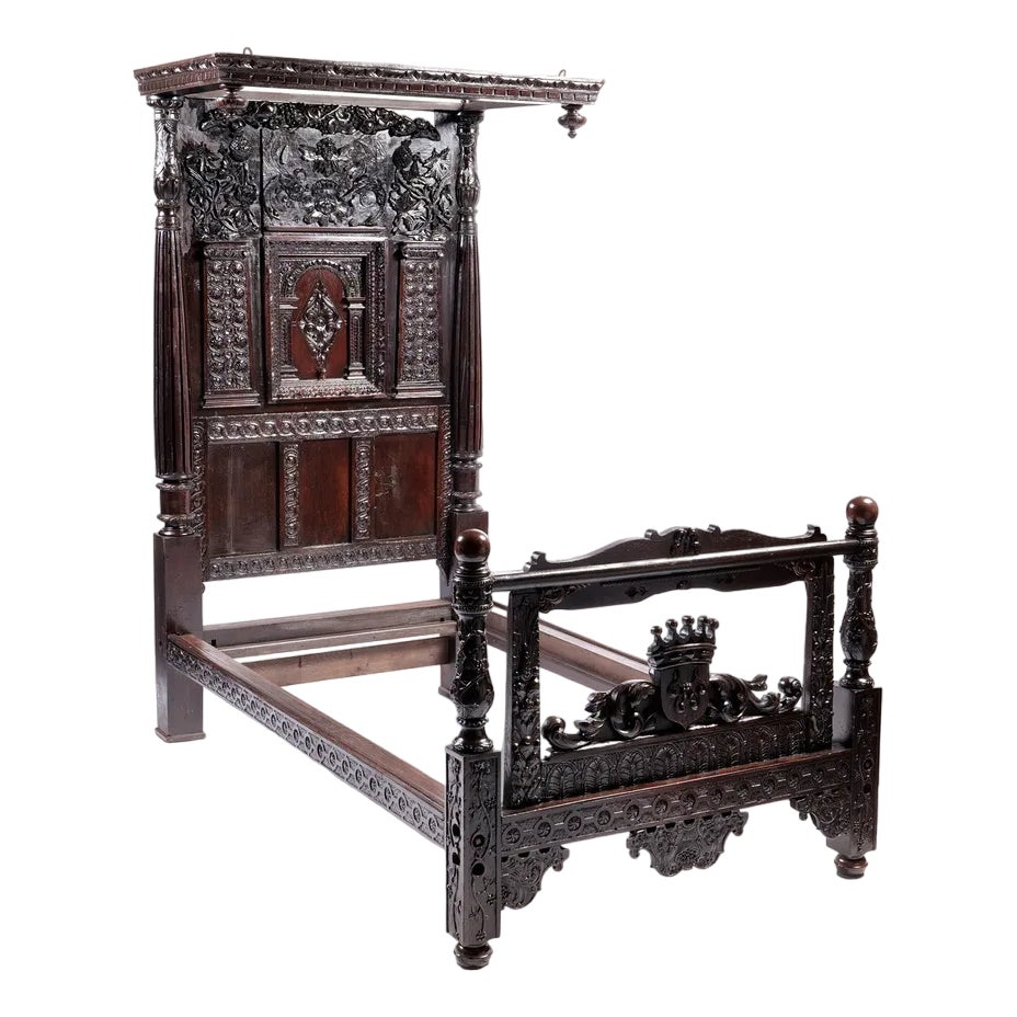 Antique English Bed in Oak, 1650s Chairish