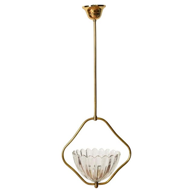 Floral Murano Glass and Brass Pendant from Barovier, Italy, 1940s For Sale - Image 16 of 16