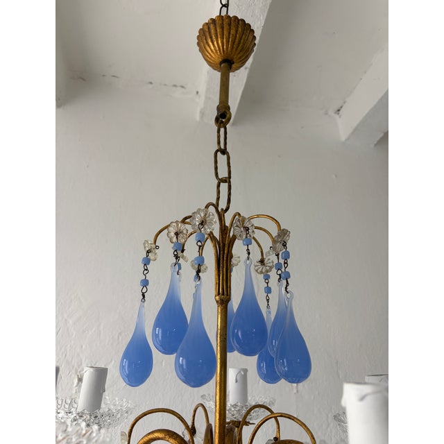 Lavender Purple Opaline Drops Beads French One of a Kind Chandelier Rare For Sale - Image 4 of 10