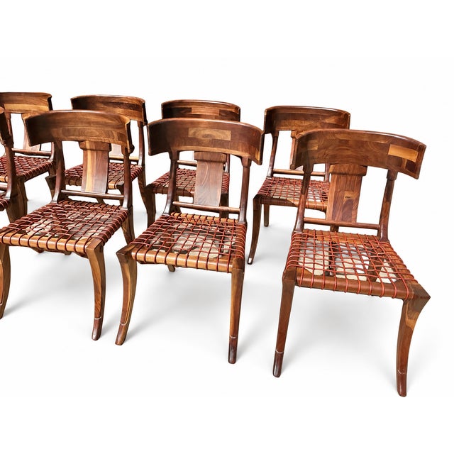 Mid-Century Modern Stunning Set Walnut Klismos Dining Chairs Set of 8 For Sale - Image 3 of 7