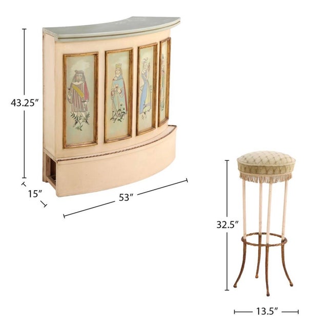 Wood Mid 20th Century Italian Cocktail Bar Cabinet With Stools For Sale - Image 7 of 7