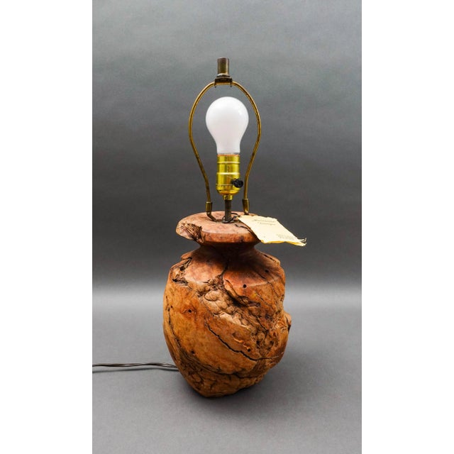 Mid-Century Modern Vintage Mid 20th Century California Free Form Burl Root Wood Table Lamp For Sale - Image 3 of 10