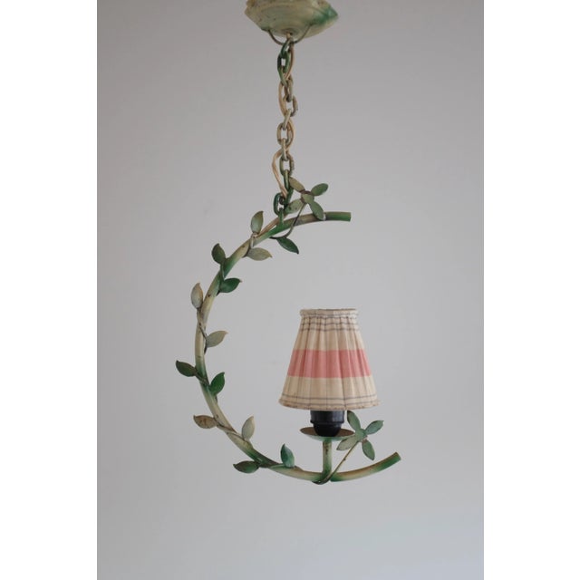 Green 1950s Half Moon Leaf Decorated Outdoor Pendant For Sale - Image 8 of 8