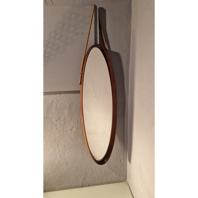 Oval-Shaped Teak Mirror, 1960s, in Very Good conditions. Designed 1960 to 1969