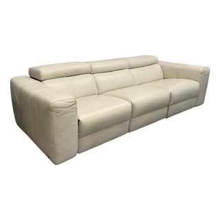 Natuzzi Italia Balance 3-Seat Leather Reclining Sofa For Sale