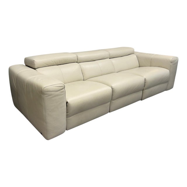 Natuzzi Italia Balance 3-Seat Leather Reclining Sofa For Sale