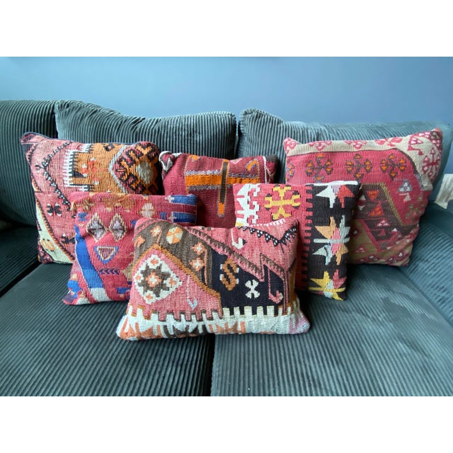 Textile Vintage Turkish Kilim Rug Pillow - 10x17 For Sale - Image 7 of 9