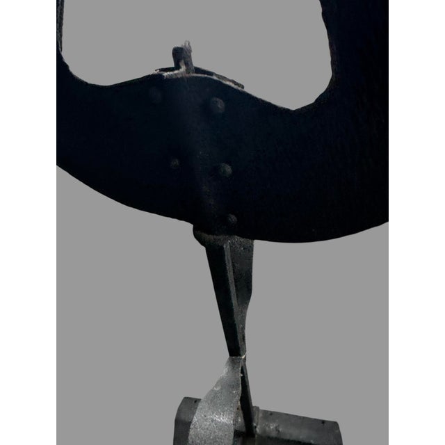 Early 20th Century Early 20th Century Primitive Wrought Iron Country Folk Art Figural Rooster Weathervane For Sale - Image 5 of 12