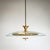 Pendant lamp with circular glass shade and brass fittings. The glass is decorated with delicate engraved star motifs. The...