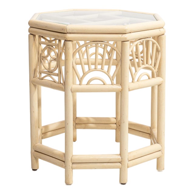 Chinoiserie Side Table with Glass Top, Antique, France, Circa 1970 For Sale
