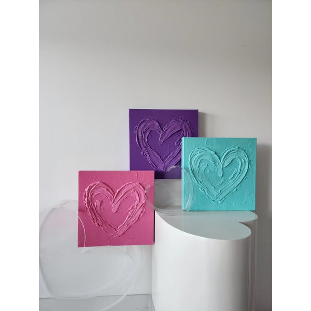 Aqua Aqua Abstract Heart Painting For Sale - Image 8 of 9