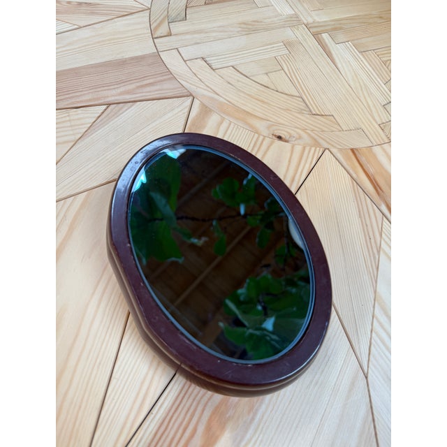 1970s Vintage Italian Oval Vanity Box With Smoked Mirror For Sale - Image 5 of 7