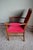 Art Deco Oak Armchair with Red Velvet For Sale - Image 6 of 8
