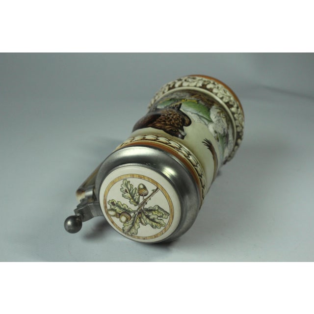 Original Gerz Stoneware Beer Mug With Pewter Lid, Eagle in Mountain Motif, Vintage For Sale - Image 9 of 10