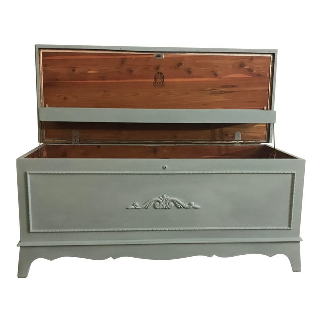 1960s Traditional Lane Furniture Blue Chalk Paint Cedar Chest Chairish