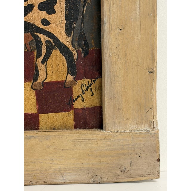 1990s Nancy G. Watson Folk Art Cow Painting – Signed Original on Tin in Wood Frame For Sale - Image 5 of 12