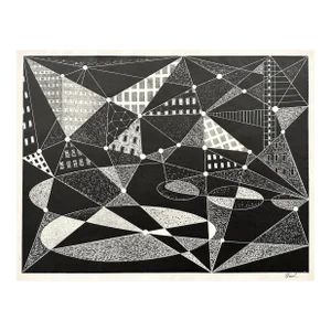 Richard Hood (1910-1995) - Wpa Vintage Abstract Modernist Lithograph, Signed (C. 1951)/Le Corbusier