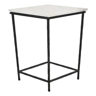 Modern Marble & Iron Diamond Side Table For Sale