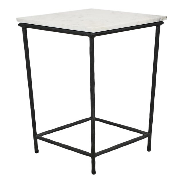 Modern Marble & Iron Diamond Side Table For Sale