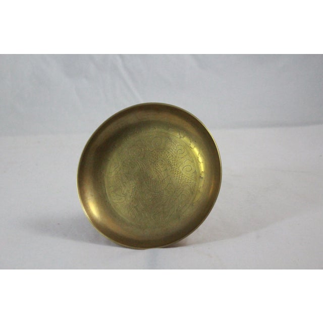 Antique Brass Engraved Medicine Bowl / Catchall For Sale - Image 4 of 6
