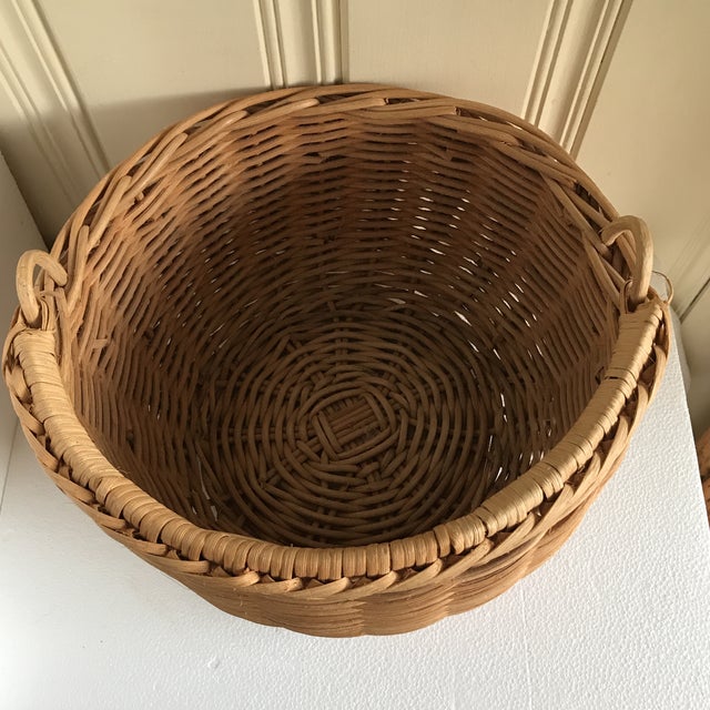 Boho Natural Wood Woven Basket Chairish