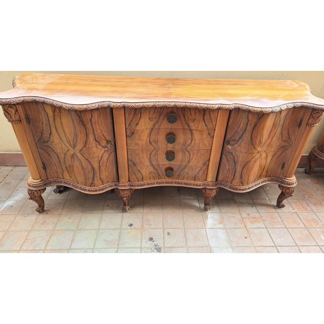 Chippendale Style Sideboards in Walnut, 1940s, Set of 2 For Sale - Image 3 of 5