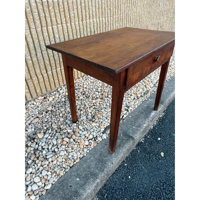 Wood 19th Antique Early American Primitive Style Solid Cherry 1 Drawe Side -Work Table. For Sale - Image 7 of 12