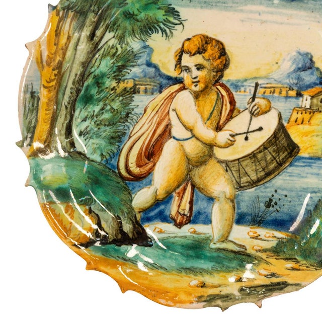 Antique 19th Century Pair Early Cantagalli Majolica Istoriato Plates Italy 1880 For Sale In Portland, OR - Image 6 of 10