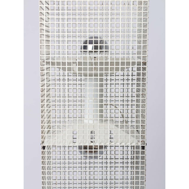 White Vintage Metal Grid Floor Lamp by Estiluz, Spain, 1980s For Sale - Image 8 of 10