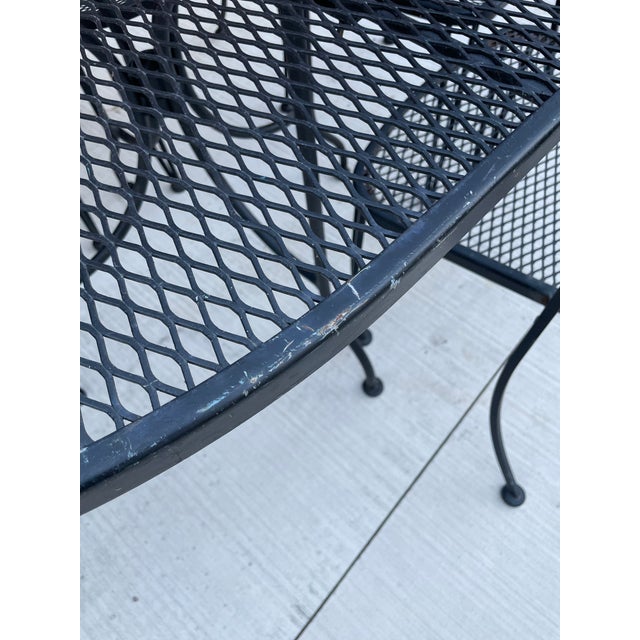 Vintage Wrought Iron Patio Garden Set 6 Chairs 54" Oval Table Minimalist For Sale - Image 9 of 17