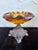 Victorian Antique Amber Glass Compote on Ornate Cast Metal Base, C. 1900–1920 For Sale - Image 3 of 10