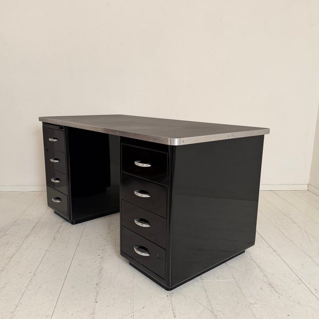 German Bauhaus Writing Desk in Black Lacquered Metal, 1925 For Sale - Image 11 of 18
