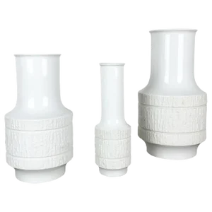 Op Art Porcelain Vases by Richard Scharrer for Thomas, Germany, 1970s, Set of 3