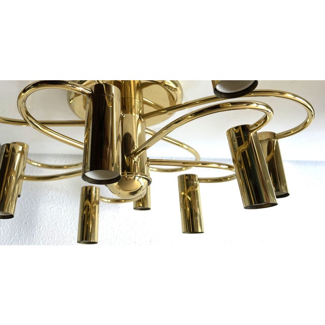 Mid-Century Modern Space Age 10-Light Brass Ceiling Lamp by Honsel Leuchten for Sölken Leuchten, Germany, 1970s For Sale - Image 15 of 18