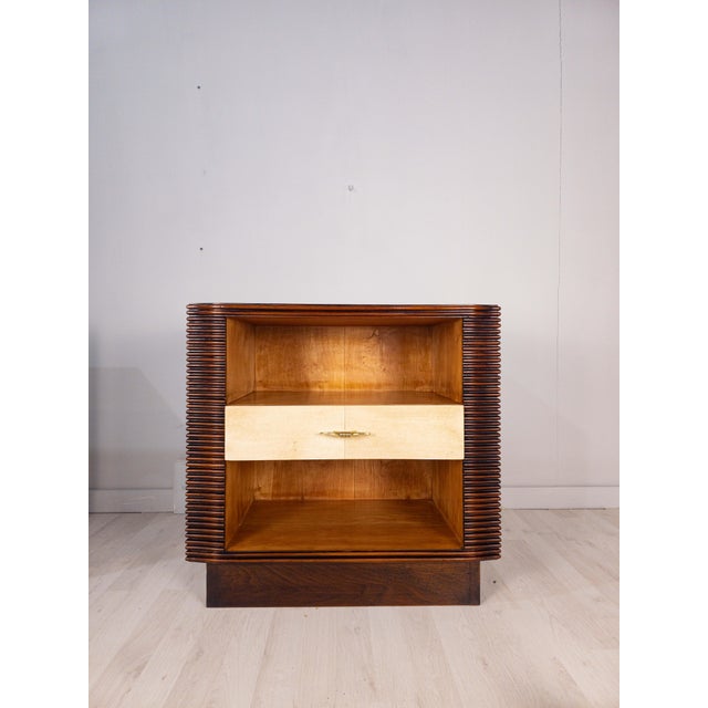 Art Deco Italian Nightstands in Parchment attributed to Osvaldo Borsani, 1940s, Set of 2 For Sale - Image 15 of 18