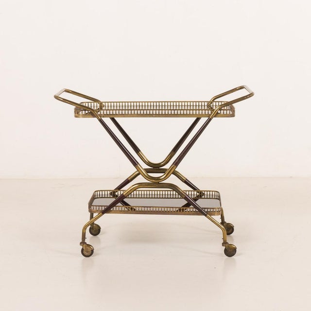 Mid-Century Modern Mid-Century Italian Brass Serving Trolley, 1960s For Sale - Image 3 of 14