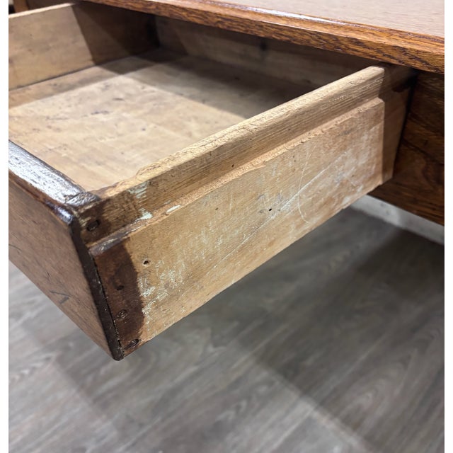 Wood Antique Late 19th Century Oak Writing Table Work Table For Sale - Image 7 of 10