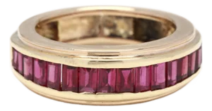 1.68ctw Baguette Ruby Channel Band Ring, 18k Yellow Gold, Ring Size 5.25