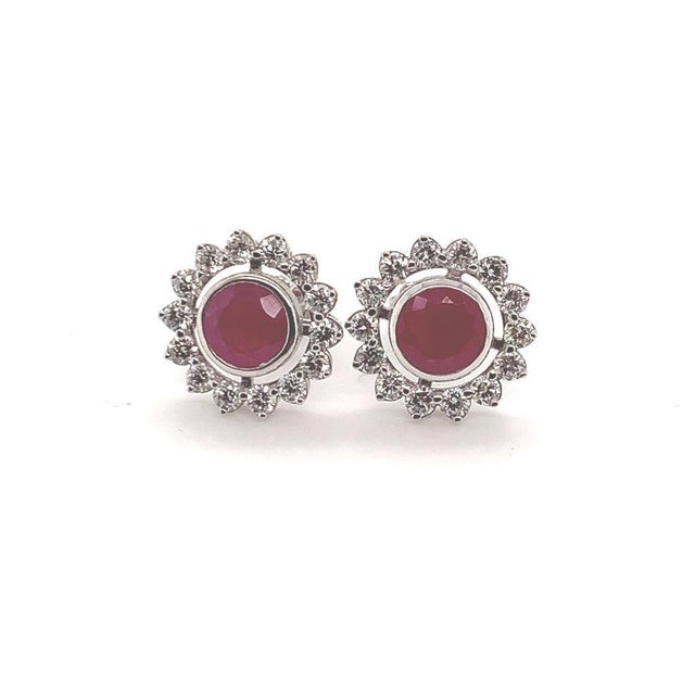 Diamond Ruby Earrings 14k Gold 2.07 TCW Certified For Sale - Image 13 of 16