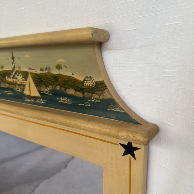 American Vintage Late 20th Century Nautical Folk Art Trumeau Wall Mirror, Artist Signed For Sale - Image 3 of 11