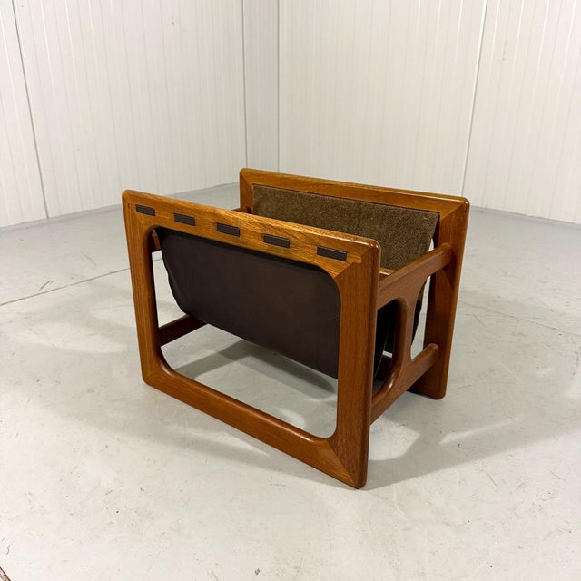 Teak and Leather Magazine Holder from Salin Mobler, 1960s For Sale - Image 6 of 13