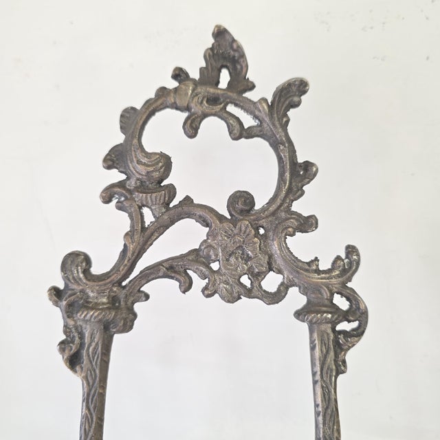 Rococo 1940s Silver Easel Display Art Picture Holder for Ornate Rococo Revival Shelf Styling For Sale - Image 3 of 11
